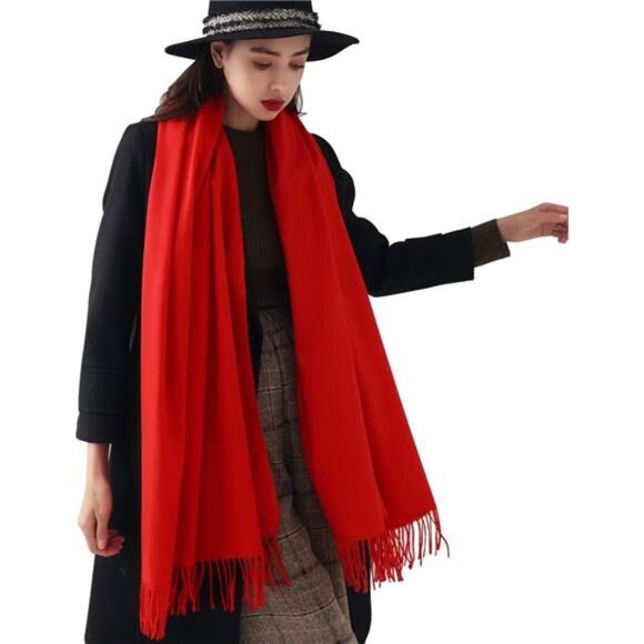 Accessories - Women's Scarf Women Blanket Scarf SOlid Red